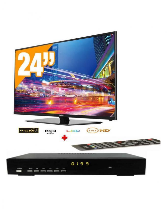 Haier Pack TV LED 24 LE24B8000 - DVB-HDMI-USB VIDEO + Récepteur Tv Offert  - Noir - Achat en ligne sur Lcd Maroc