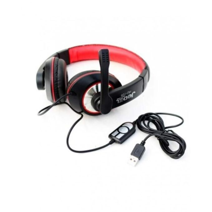 Jedel Casque Gaming USB HU 728 - Noir & Rouge - Achat en ligne sur Lcd Maroc