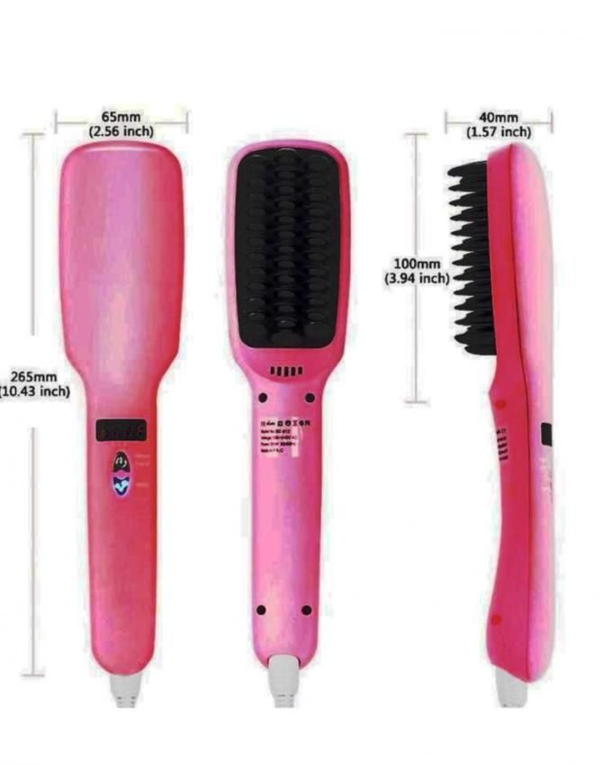 Brosse Lissante et Chauffage PTC 2 en 1 avec technologie ionique et Affichage LCD - Rose foncer prix maroc