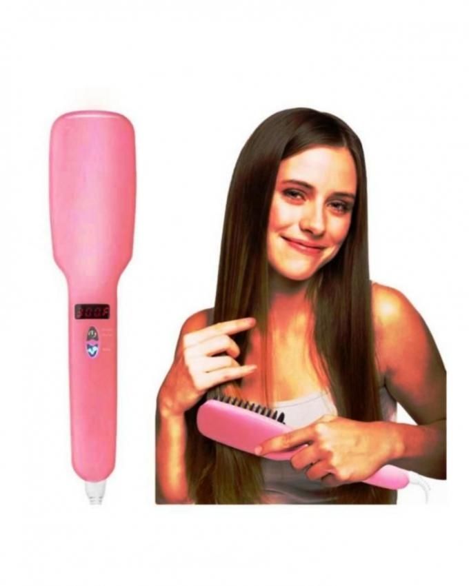 Brosse Lissante et Chauffage PTC 2 en 1 avec technologie ionique et Affichage LCD - Rose foncer prix maroc