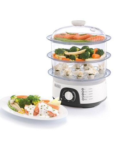 Black & Decker - Cuiseur vapeur - 3 étages - 775W - Blanc prix maroc
